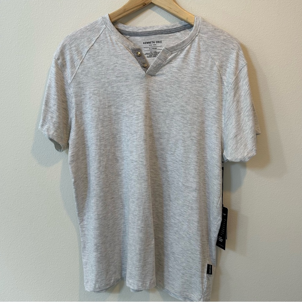Kenneth Cole Henley T-Shirt Size L Grey NWT